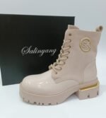 Стилни дамски боти в розово (с цип)