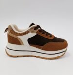 {+ПОДАРЪК} Стилни дамски сникърси с повдигната подметка (цвят Кафе) - Image 3