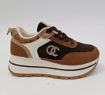 {+ПОДАРЪК} Стилни дамски сникърси с повдигната подметка (цвят Кафе)