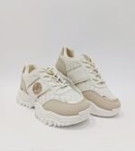 {+ПОДАРЪК} Ефектни дамски сникърси с повдигната подметка ( кремаво/бяло) - Image 4