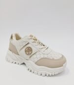 {+ПОДАРЪК} Ефектни дамски сникърси с повдигната подметка ( кремаво/бяло) - Image 2