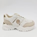 {+ПОДАРЪК} Ефектни дамски сникърси с повдигната подметка ( кремаво/бяло)